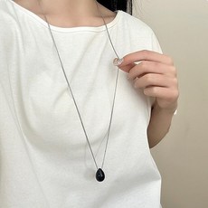 이스테리 써지컬스틸 체인 물방울 펜던트 롱 목걸이