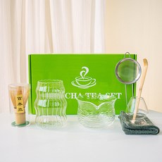 日式抹茶攪拌器玻璃茶碗 竹筅 茶道工具, 1個, 透明玻璃棱形小碗7件套帶杯