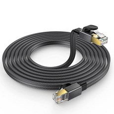 Cat.8 乙太網路線 高速40Gbps 2000MHz 扁平設計 耐用防干擾 純銅線芯 PVC外殼, 黑色, 1個, 1m