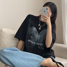 러브앤시티 국내생산 남녀공용 버터플라이 반팔티 오버핏 티셔츠 박스티 빅사이즈