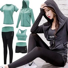 5pcs 1세트 올인원 여성 트레이닝세트 헬스 요가복