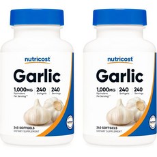 뉴트리코스트 Nutricost Garlic 1000mg 240 Softgels - Odorless Premium Gluten Free Supplement