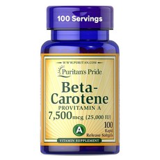 퓨리탄의 프라이드 베타 카로틴 프로비타민 A 7 500mg(25 000 IU) 면역 체계 및 눈 지원을, 100 count (Pack of 1), 1개, 100