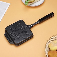 三明治鍋 早餐鍋 雙麵煎鍋 烤三明治吐司模具 熱壓三明治 烤夾 雙面烤盤 無油煙日韓卡通不粘鍋燃氣電磁爐通用雙面戶外商用, 1個, 卡通三明治模具, 15cm