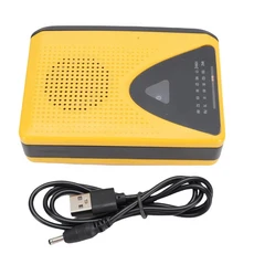 레트로 카세트 플레이어 테이프 레코더 휴대용 AM FM 라디오 대형 스피커 및 헤드폰 잭 내장 마이크 가정용, 01 노란색
