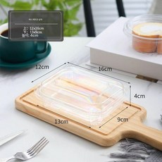 조각 용기 롤케이크 스티커 디저트 투명 케익 직사각, 박스 2개, 50 개, 1개