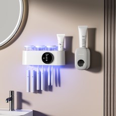 가정용 벽걸이 칫솔살균기 칫솔 건조기+치약짜개, 화이트(3컵)+치약짜개 1개