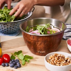 (스웰 공식 온라인스토어) 대용량 스텐 샐러드볼 1.900ml, 티크우드, 1개