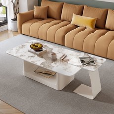 茶幾桌茶幾組閤現代簡約客廳家用灰色方形兩用小戶型輕奢茶幾邊桌 茶幾 小邊桌 沙發邊桌 飄窗桌, 米白大小組合100+邊幾+岩板潘多拉, 1個