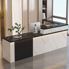 안내데스크 프론트 병원 테이블 학원 계산대 카페 카운터 접수대, 화이트 스톤 + 블랙 스톤