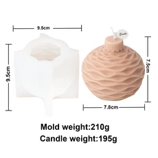 DIY 크리스마스 벨 실리콘 몰드 3D 엠보싱 랜턴 볼 디자인 (향초 및 장식용), 08 Candle Mold H