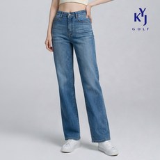 김영주골프 여름 일자 세미와이드 데님 스판 속밴딩 여성 골프 청바지 DQMLJN27
