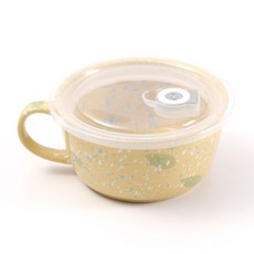 리빙스테이션 폴마르켄 도자기 밀폐 라면그릇 600ml, 1개, 옐로우