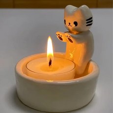 귀여운 고양이 캔들 홀더, 옐로우