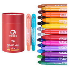 Mobee 絲滑旋轉水溶性蠟筆/油畫棒 (12/24/36色/桶裝禮盒), 24色
