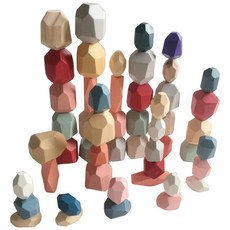 疊疊樂石頭積木桌遊：益智玩具 培養空間概念與手眼協調, 彩色, 1個