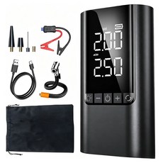 HELLOLEIBOO 자동차 비상 시동기 겸용 타이어 공기 주입기 8000mAh, 블랙, 1개