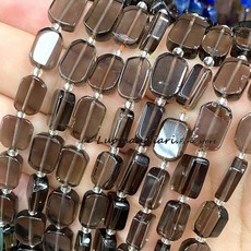 천연석 8x12MM 특수 평면 직사각형 아쿠아 마린 황수정 석영 스페이서 비즈 쥬얼리 만들기 Diy 팔찌 액세서리, smoky quartz, 8x12mm 12-14pcs
