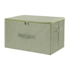 ANMINY 지퍼 뚜껑이 있는 3피스 보관함 36쿼트 뚜껑 패브릭 보관 상자 손잡이가 달린 바구니 큐브 세탁 가능한 면 리넨 옷장 선반 의류 정리함 용기 - 그레이, 초록색