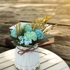 수국 조화화분 블루 테라스 소품 인테리어 담쟁이 카페 벽, 1개