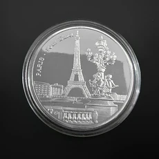 파리 에펠 탑 기념 주화 현대 금속 원형 플레이트 1 개, 01 실버