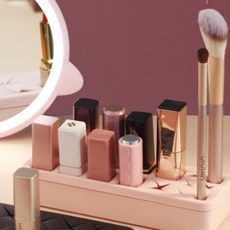 립스틱 실리콘 보관 거치대 화장품 브러쉬 정리함+글로벌커머스랩Shop, pink