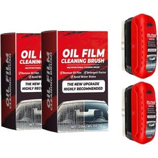 2팩 자동차 오일 필름 클리닝 브러시 윈드실드 유리 리무버용 새로운 코팅 강력한 전면 윈드실드용 리무버 선명도 및 가시성 향상