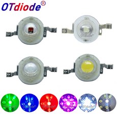 0PCS W 3W POWER LOGIC LED 발광 다이오드 칩 SMD 흰색 빨간색 녹색 파란색 노란색 스포트라이트 통 램프 전구, Cold White 10000K, 1W, 1개