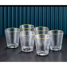 Vibe Bar 錘紋玻璃杯 日式金邊設計, 1個, 威士忌杯