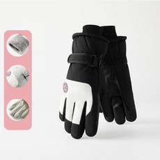 비상루트 방풍 방수 겨울 장갑 기모 안감 데일리 아웃도어 장갑 스마트터치 스키 캠핑, 1개, 블랙