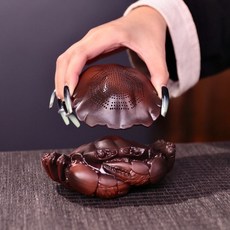 紫陶螃蟹茶寵茶漏茶葉過濾網創意擺件茶道配件泡茶濾茶器蓋置茶濾, 1個, 紫陶螃蟹茶寵茶漏茶葉過濾網創意擺件茶道配