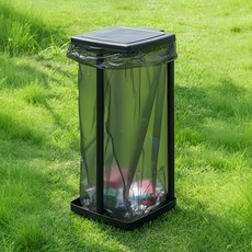 사시한사 이동식 분리수거함 재활용 대용량 쓰레기통 3단 가정용 주방 아웃도어 캠핑, 블랙