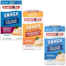 도망치는 범블비 스낵! 단백질 스낵 팩 - 크래커가 포함된 오리지널 치킨 샐러드 박스당 10g 쉽게 열 수 있는 캔 샐러드(1팩) 바로 먹을 있습니다, 6 Variety Trio, Pack of 3