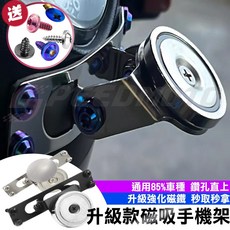 Speedmoto 磁吸手機架 機車手機架 適用JET SL 勁戰七代 外送手機架 磁鐵手機支架, 無手機架 單正鈦螺絲四顆【飛碟頭金色】