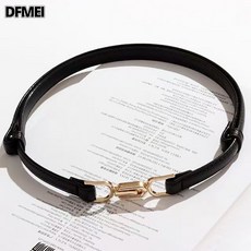 DFMEI 腰帶女細裝飾連衣裙簡約時尚搭配裙子毛衣西裝收腰皮帶黑色