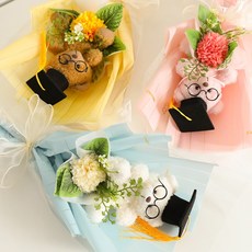 디셈버앤코 기념일 발표회 선물 귀여운 졸업식 꽃다발, 1개, 07.디셈버꽃다발_똑똑이베어 소 블루