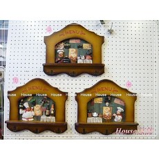 *︵House傢飾︵* 鄉村風廚師Menu看板3掛勾壁架 - 3款可選【限量新款】, 1個