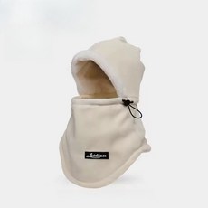 KROF 新款防風騎行圍脖一體帽子男女冬季騎車保暖神器防寒頭盔內膽頭套, 騎行帽【米白色】, 1個