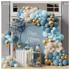 해피데코 파티장식 풍선세트(우아한 골드블루) (손펌프포함), 해피데코 파티장식 풍선세트(우아한 골드블루) (손펌프포