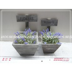 House傢飾 zakka南法田園鄉村風格舊Loft工業風 FLOWERS木製單槽花器花盆花架2個一組