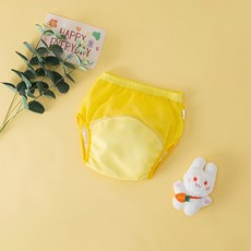 嬰兒尿布褲寶寶a類夏季透氣防水三角褲兒童如廁訓練褲夏款可水洗, 1個, 黃色