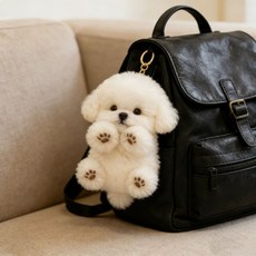 비숑 키링 인형 소품 감성 고리 가방 강아지, 1개, A. 봉제 비숑 마리 민소매