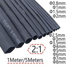 21 검정색 1mm 2mm 3mm 5mm 6mm 8mm 10mm 직경 열 수축 열수축 튜브 튜브 슬리브 랩 와이어 DIY 커넥터 수리, [07] 1mm, [05] 1 Meter