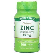 Nature's Truth 네이처스트루스 킬레이트 아연 50mg 100정 미네랄보충제, 1개