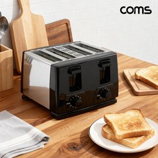 Coms 4구 팝업 토스터기 6단 굽기조절 토스트기 1300W HJ396, 4구 토스터기