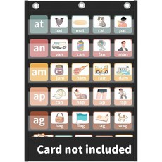 요인크 5+1 표준 포켓 차트 5개의 투명 포켓과 1개의 추가 저장 공간이 있는 교실 알파벳 학습용 가사 단어 벽 및 문장 스트립 교사용 검은색 25.2인치 x 17.1인치, 5+1 Pockets