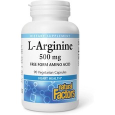 Natural Factors - L-Arginine Supports Muscle Metabolism 90 Vegetarian Capsules, 90 count (Pack of 1), 1개