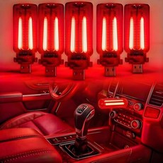 MVIOCS 6팩 자동차 USB 야간 전구 터치 조도 조절 가능한 LED 자동차 내부 주변 조명 휴대용 미니 USB 레트로 유리 병 램프 장식 차량 침실 복도 캠핑, Red