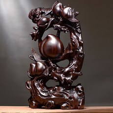 黑檀木 花梨木 福壽雙全 壽桃 擺件, 如圖所示, 1個