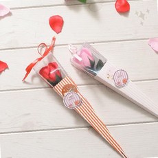 투명케이스 조화 장미 한송이 졸업식 기념일 축하 선물용 인테리어 소품 비누 향기, 상세페이지 참조